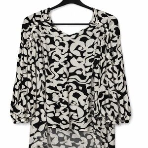 Terra & Sky Black and White Abstract Blouse